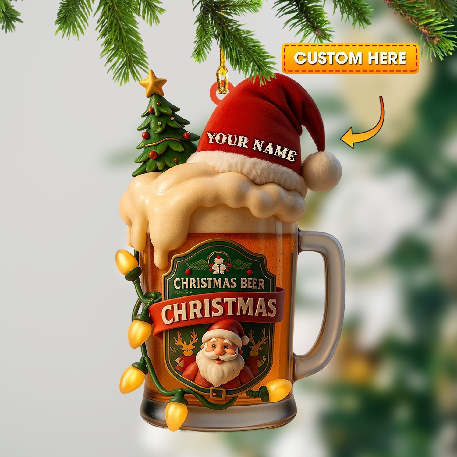 Blisscorners Christmas Beer, Home Decor, Christmas Ornament, Personalized Ornament2D Flat LM2111
