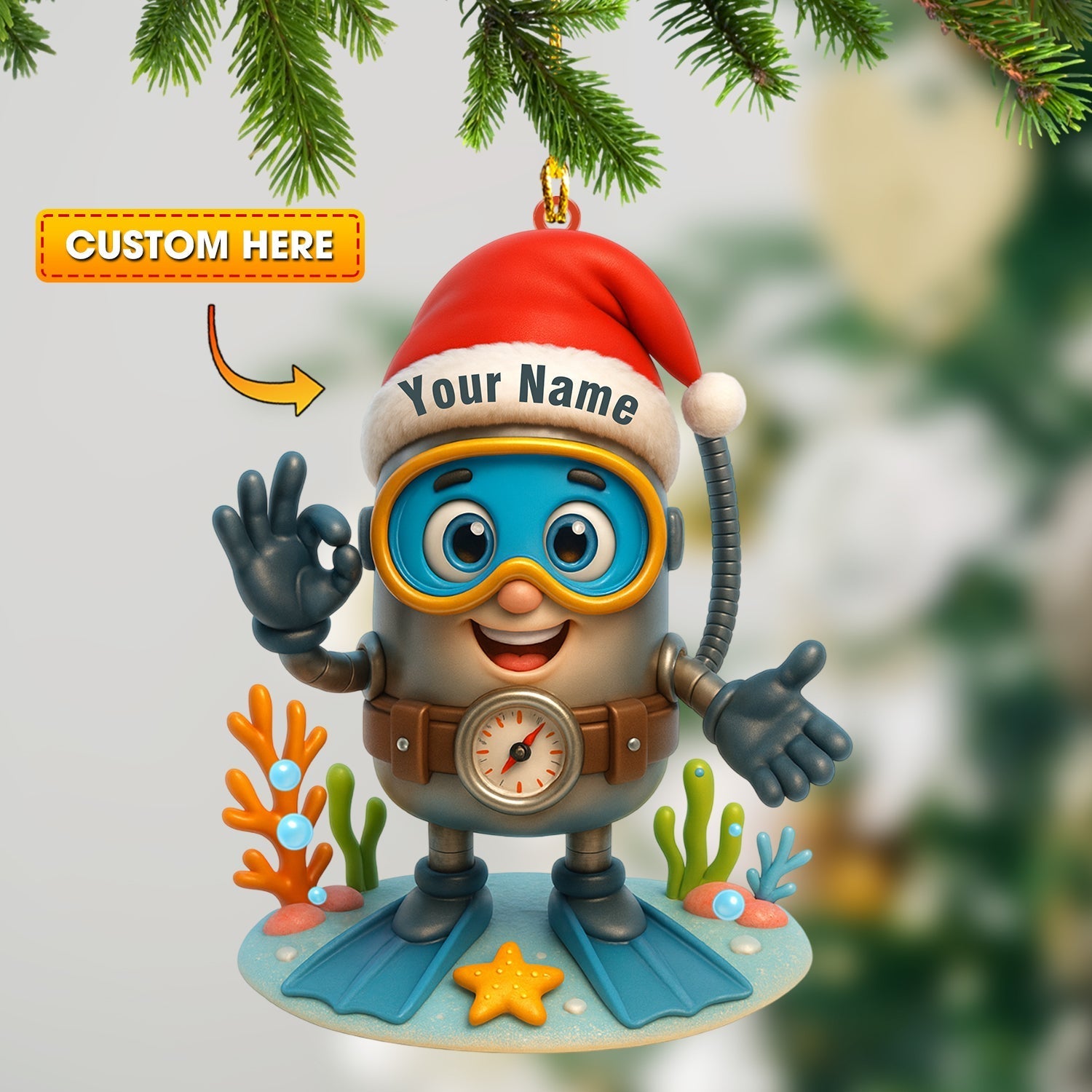Blisscorners Diver, Home Decor, Christmas Ornament, Personalized Ornament52D Flat LM2111