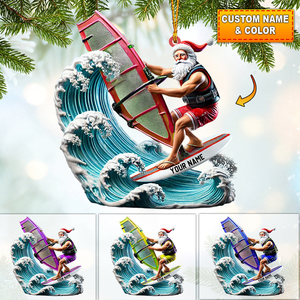 Blisscorners Surfing Santa Christmas Ornament, Personalized Ornament2D Flat LM2211