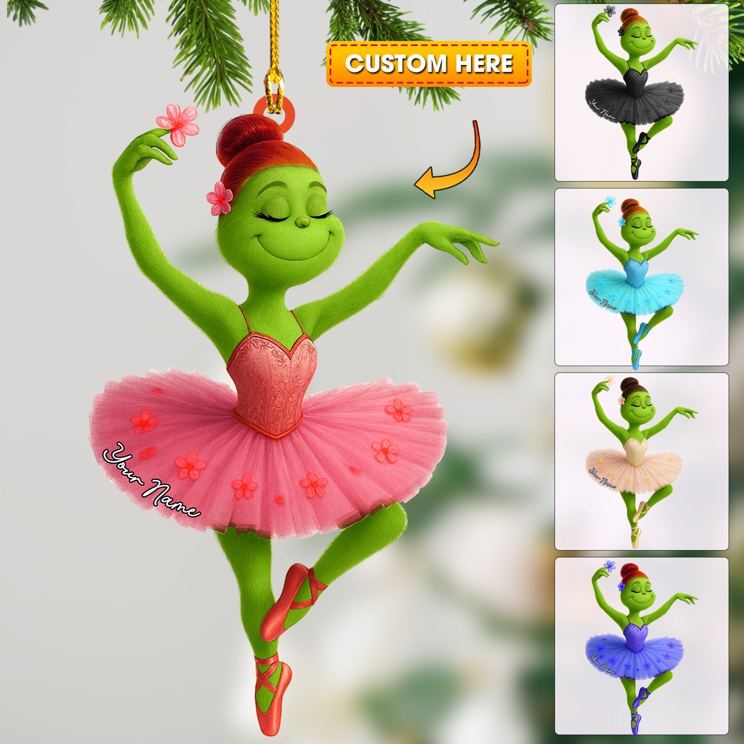 Blisscorners Christmas ELF Ballet, Home Decor, Christmas Ornament, Personalized Ornament2D Flat LM2111