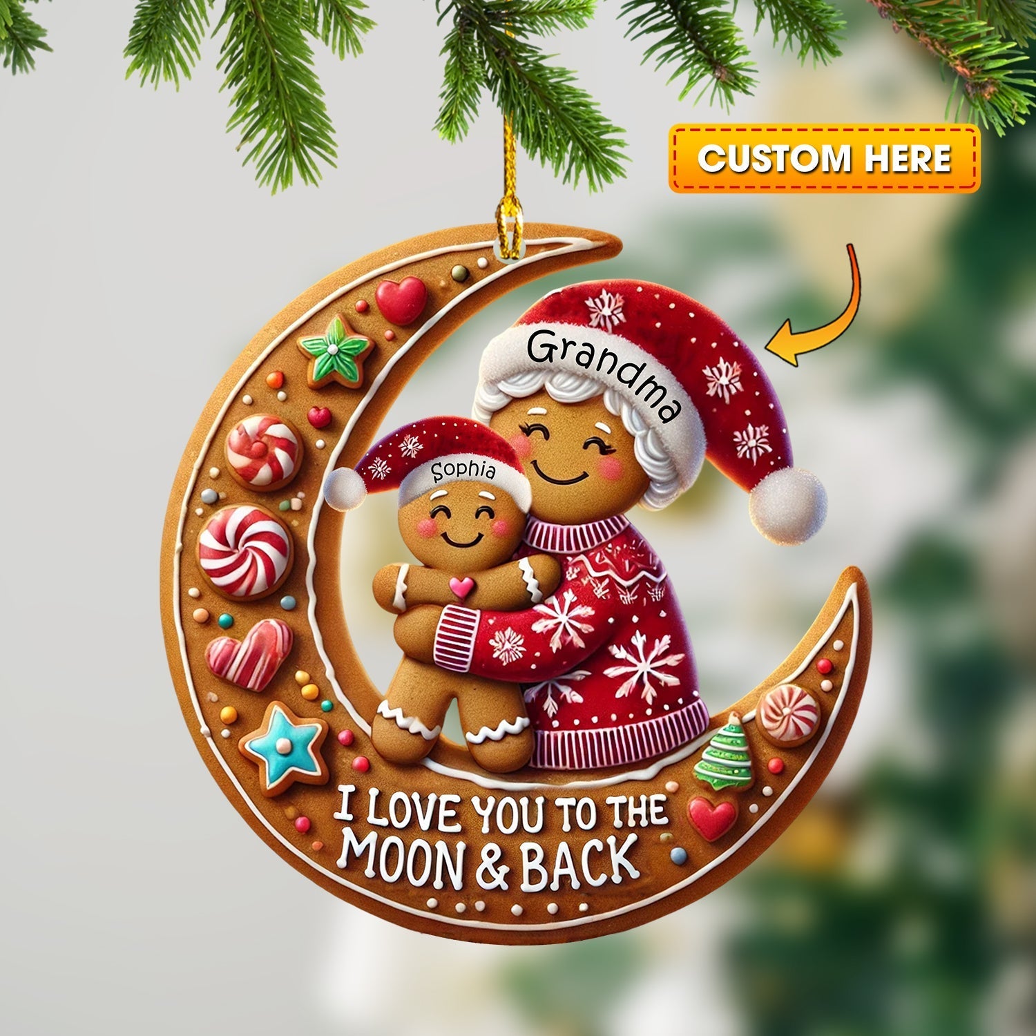 Blisscorners I Love You To The Moon And Back Home Decor Christmas Ornament, Personalized Ornament2D Flat LM2211