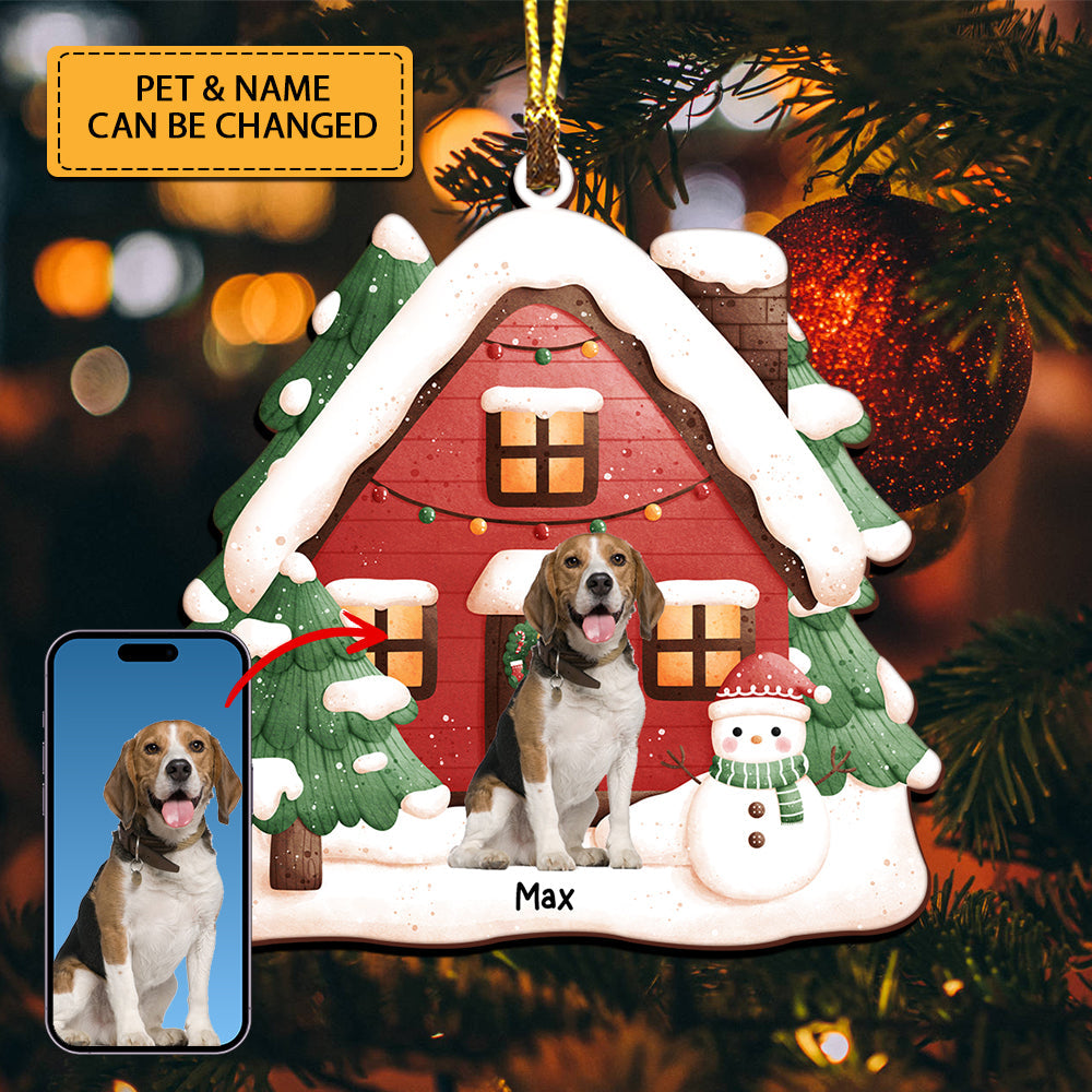 Blisscorners Xmas Pet House - Custom Photo And Name, Personalized Acrylic Ornament - Gift For Christmas, Gift For Pet Lover2D Flat LM2111