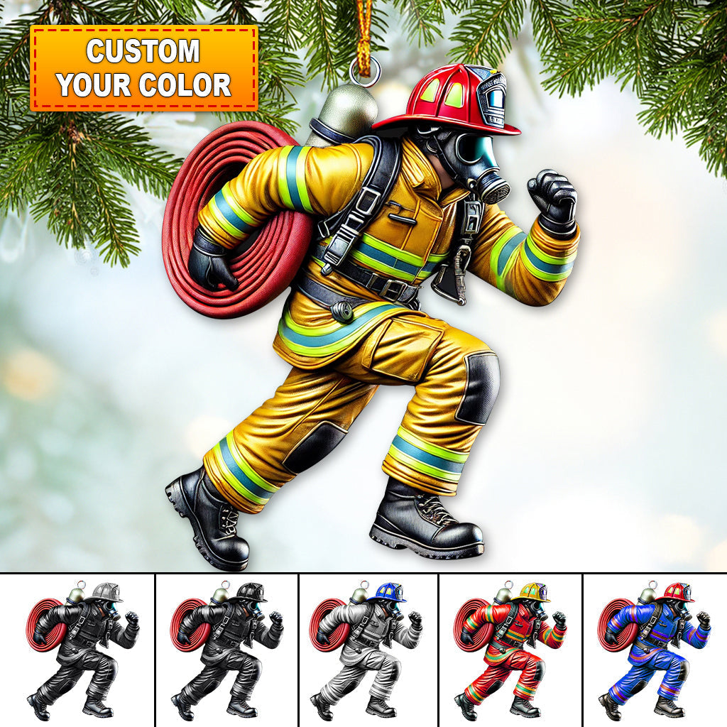 Blisscorners Custom Color Firefighter Ornament, Firefighter Christmas Gift2D Flat LM2211