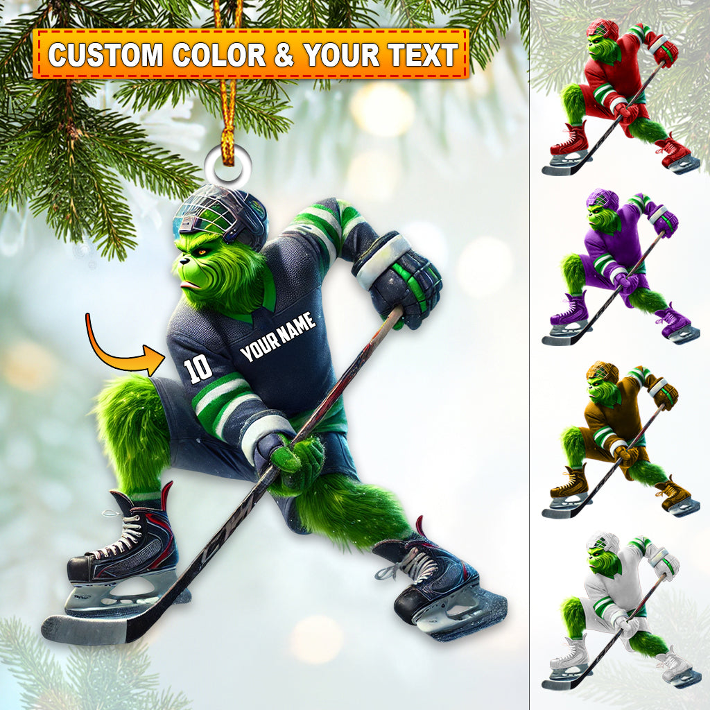Blisscorners Custom Name Ice Hockey Ornament, Christmas Gift Decoration382D Flat LM2111
