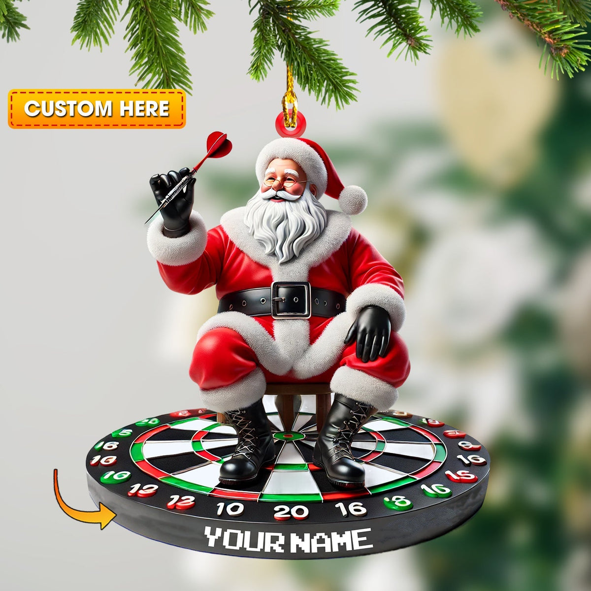 Blisscorners Santa Darts Christmas Ornament, Personalized Ornament2D Flat LM2211