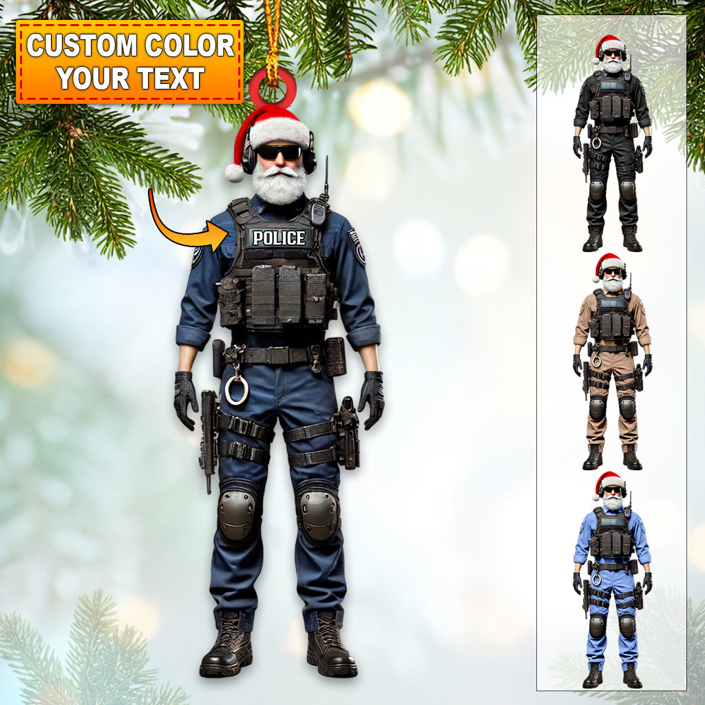 Blisscorners Custom Name Police Santa Ornament, Police Christmas Gift2D Flat LM2211