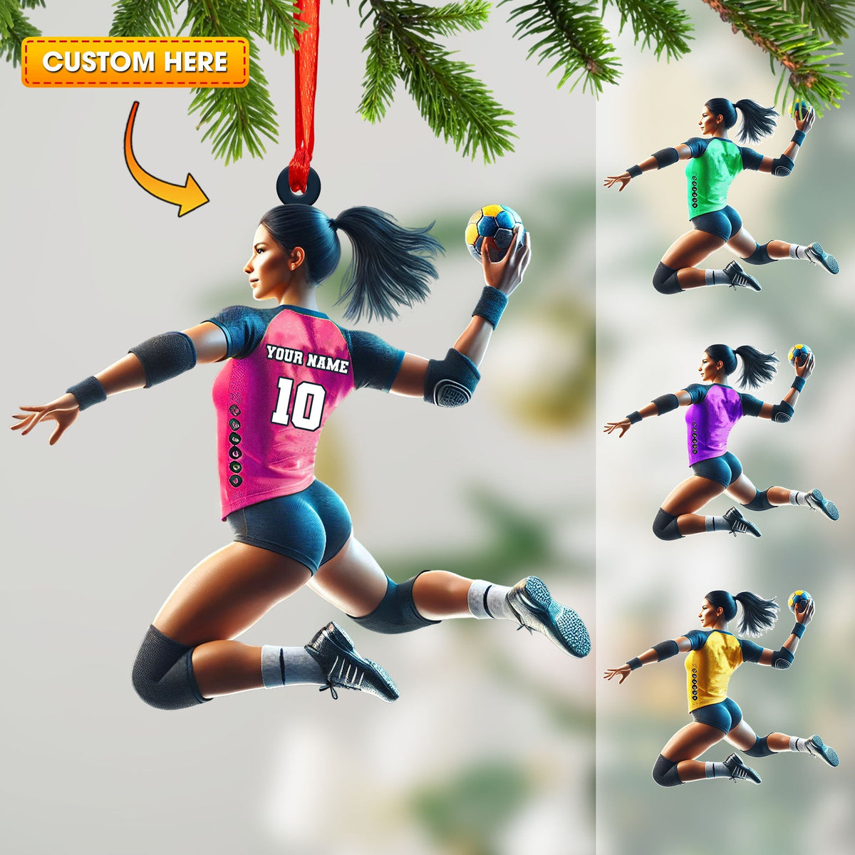 Blisscorners Custom Ornament, Handball Woman Ornament, Christmas Decor2D Flat LM2211