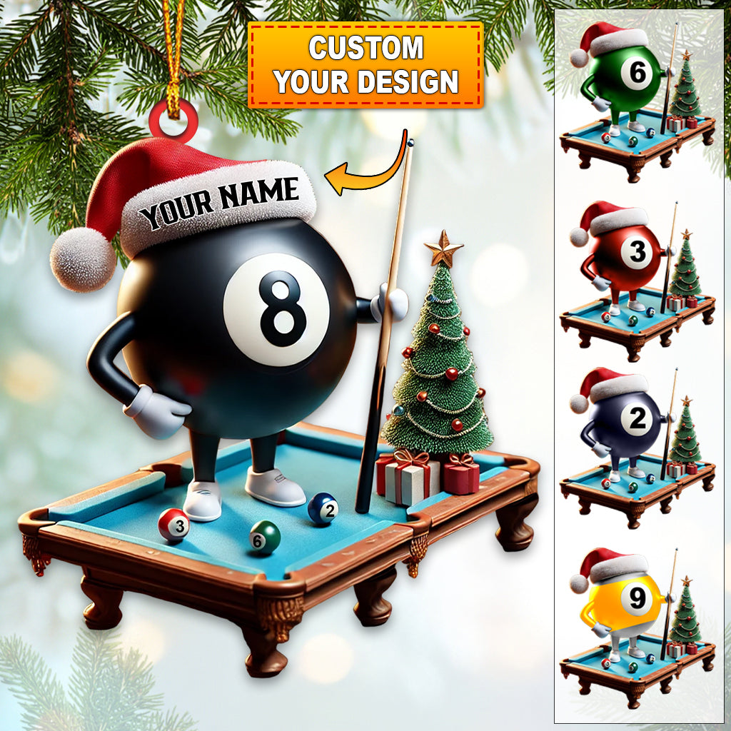 Blisscorners Custom Name Billiard Ornament, Billiard Lover Christmas Gift62D Flat LM2211