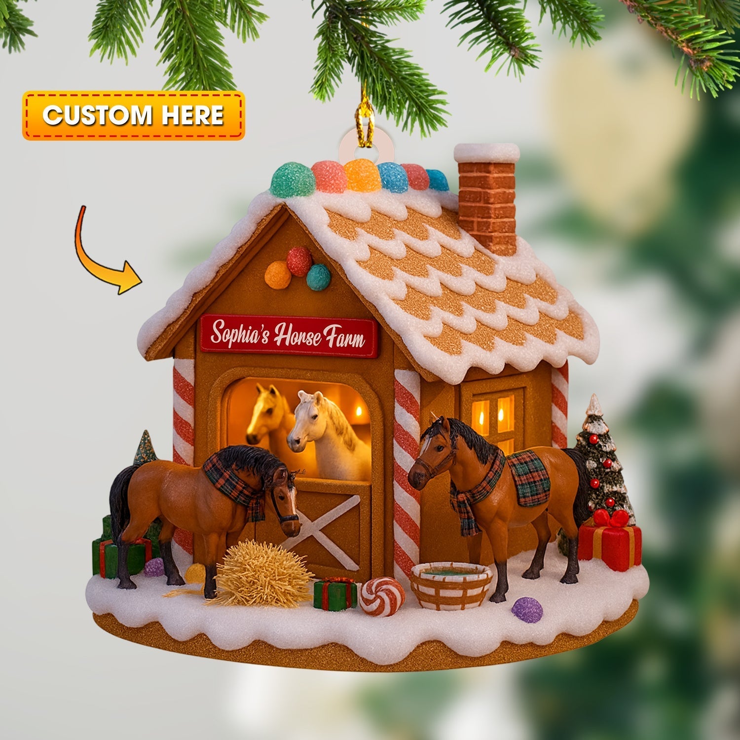 Blisscorners Horse Farm, Home Decor, Christmas Ornament, Personalized Ornament2D Flat LM2111