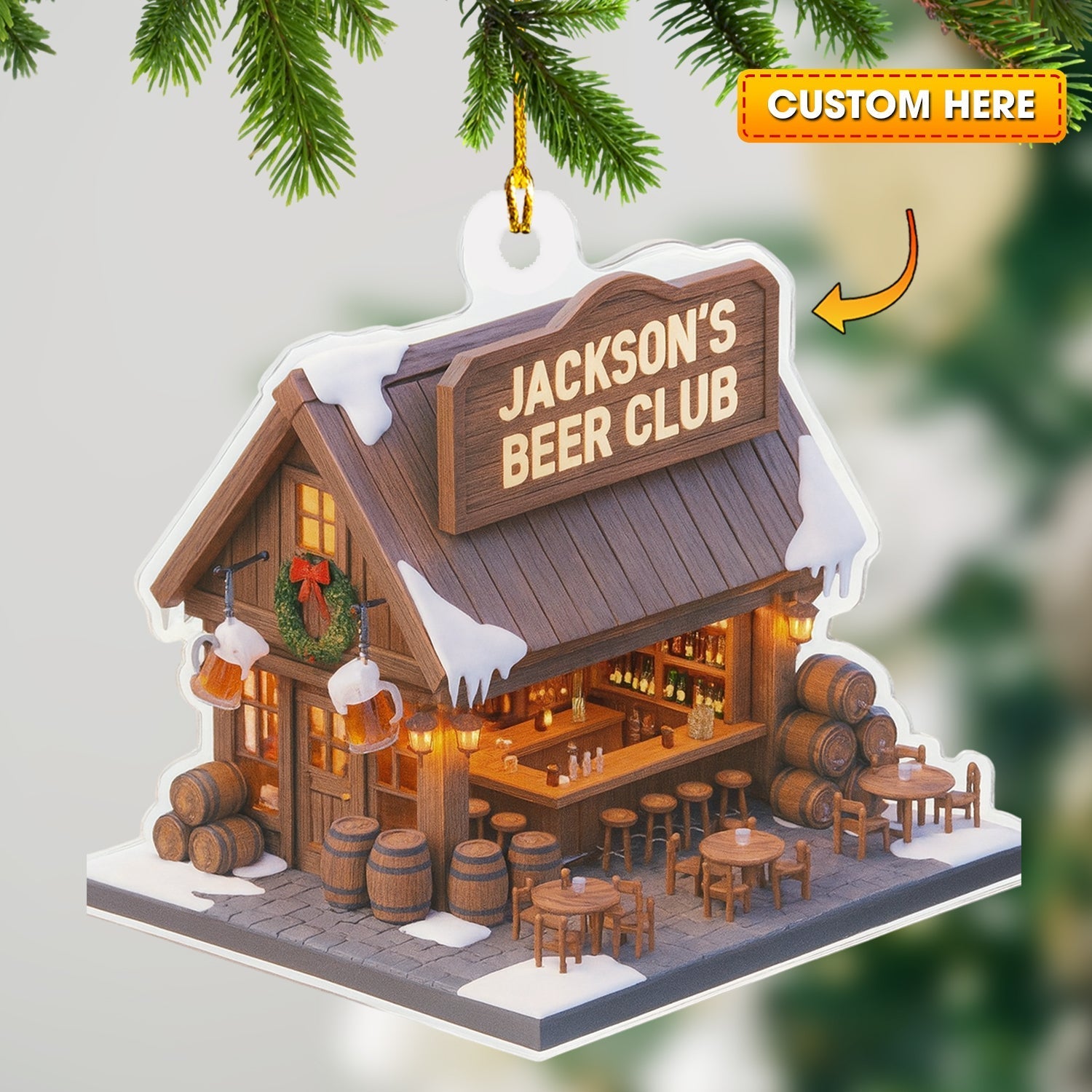 Blisscorners Beer Club, Home Decor, Christmas Ornament, Personalized Ornament2D Flat LM2111