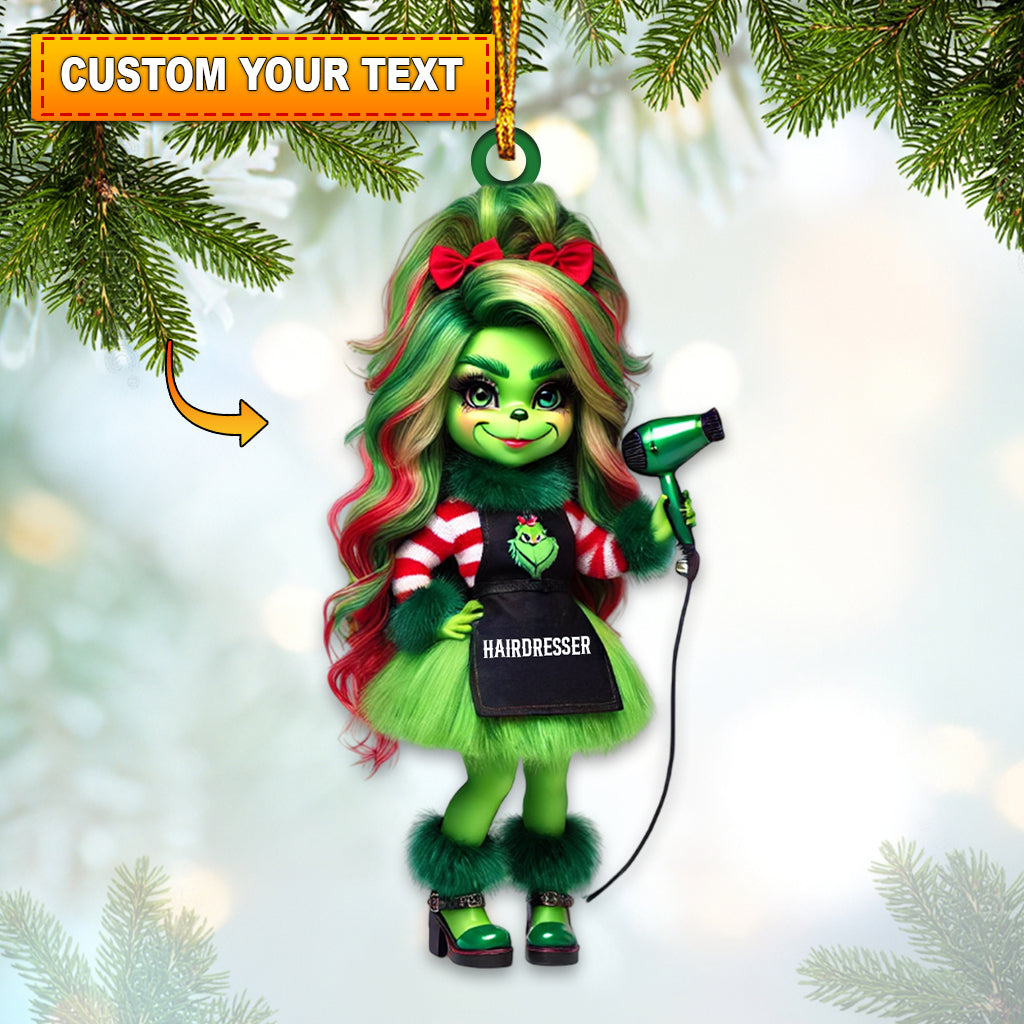 Blisscorners Custom Name Hairdresser Ornament, Hair Salon Christmas Decoration2D Flat LM2111