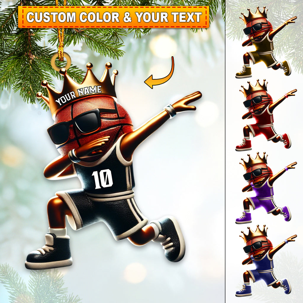 Blisscorners Custom Name and Number Basketball Ornament, Basketball Christmas Gift2D Flat LM2111