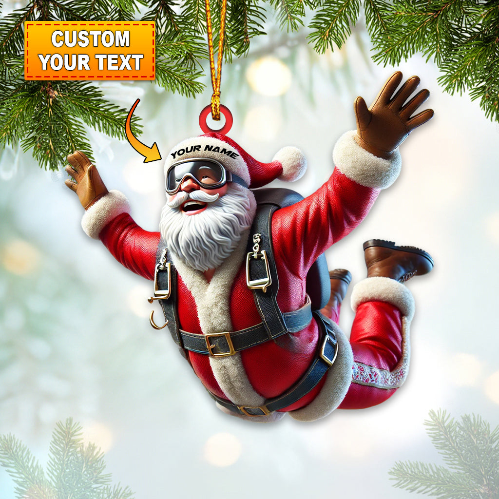 Blisscorners Santa Skydiving Christmas Ornament, Personalized Ornament2D Flat LM2211