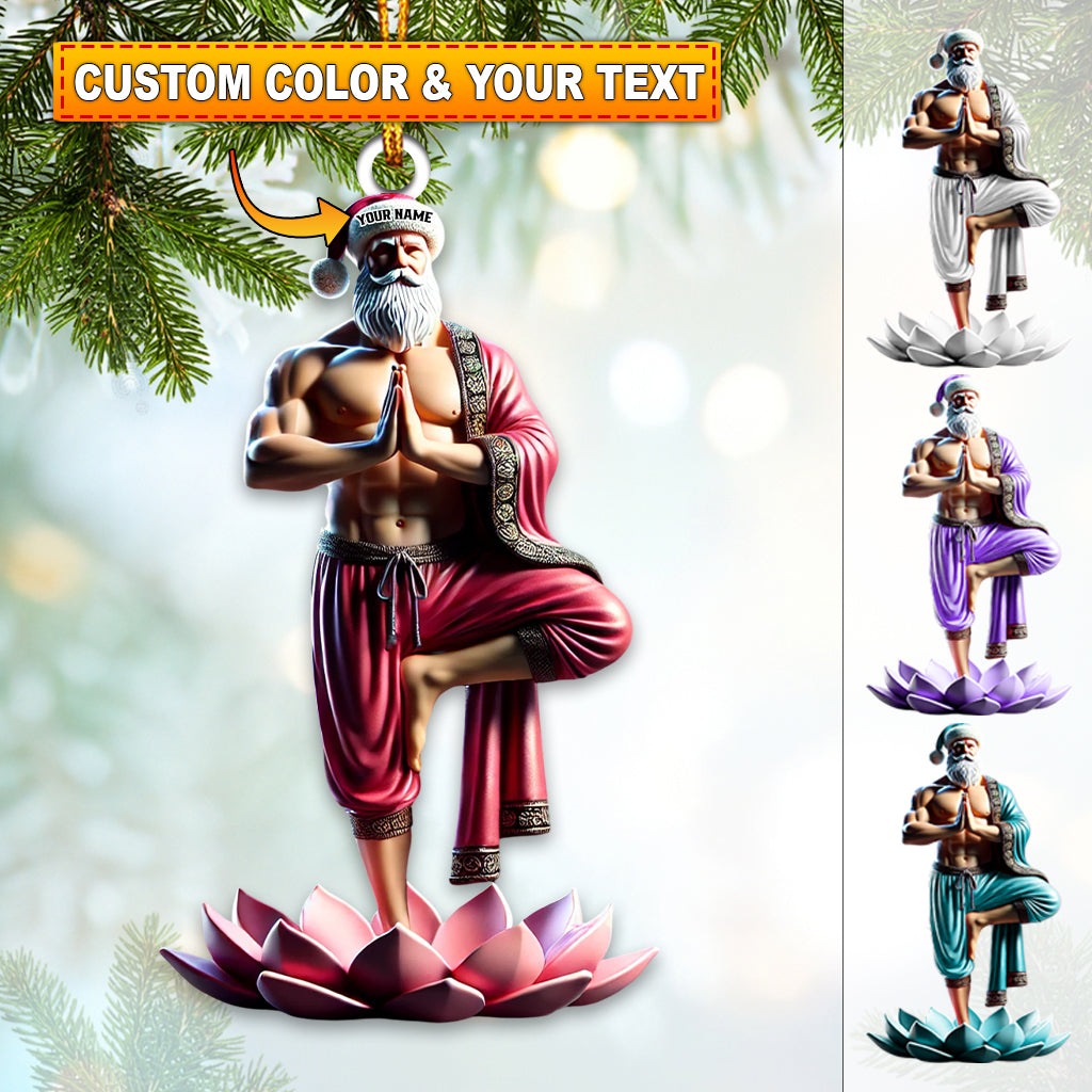 Blisscorners Custom Name Yoga Santa Ornament, Yogi Christmas Gift2D Flat LM2111