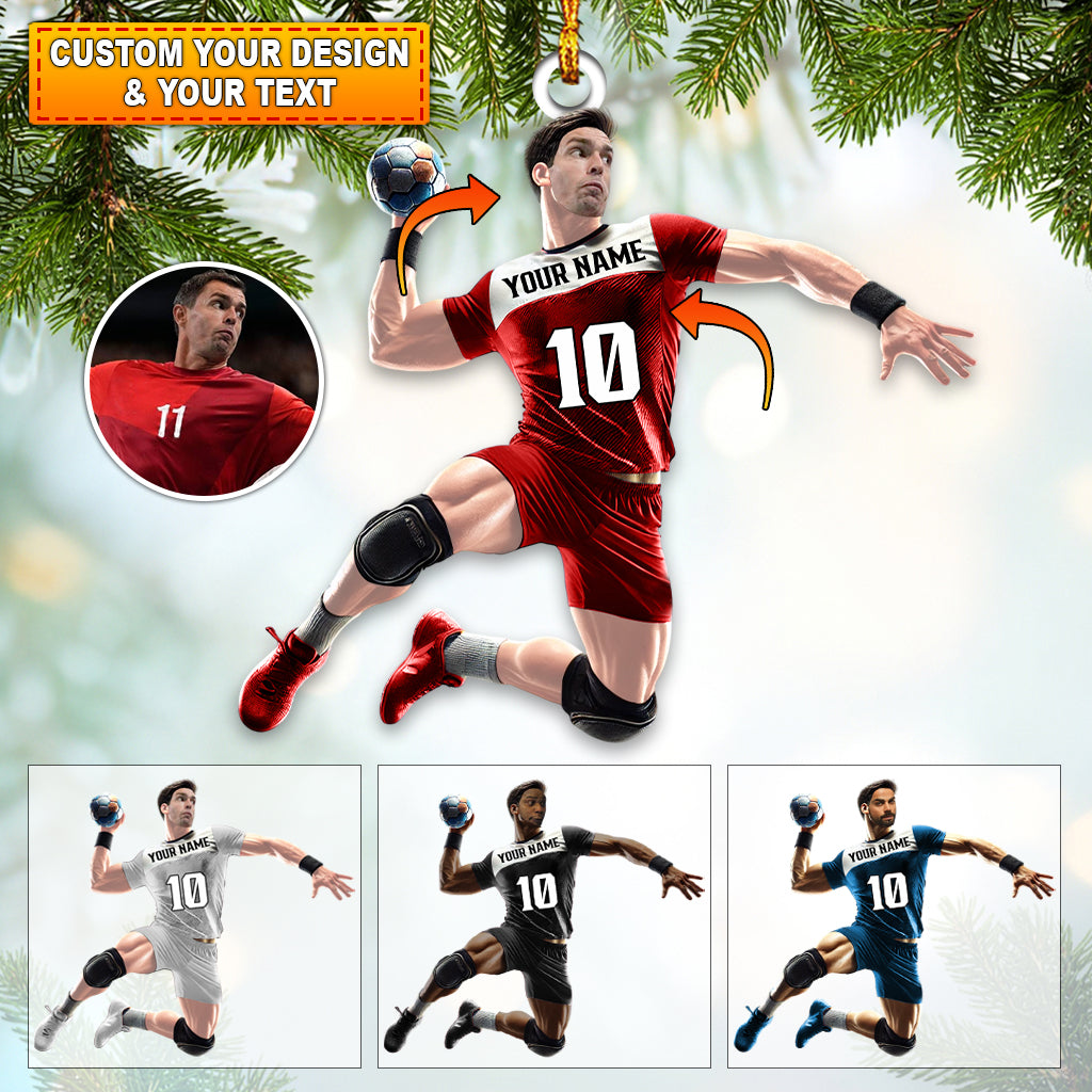 Blisscorners Custom Photo, Name and Number Handball Ornament, Christmas Gift Decoration2D Flat LM2111