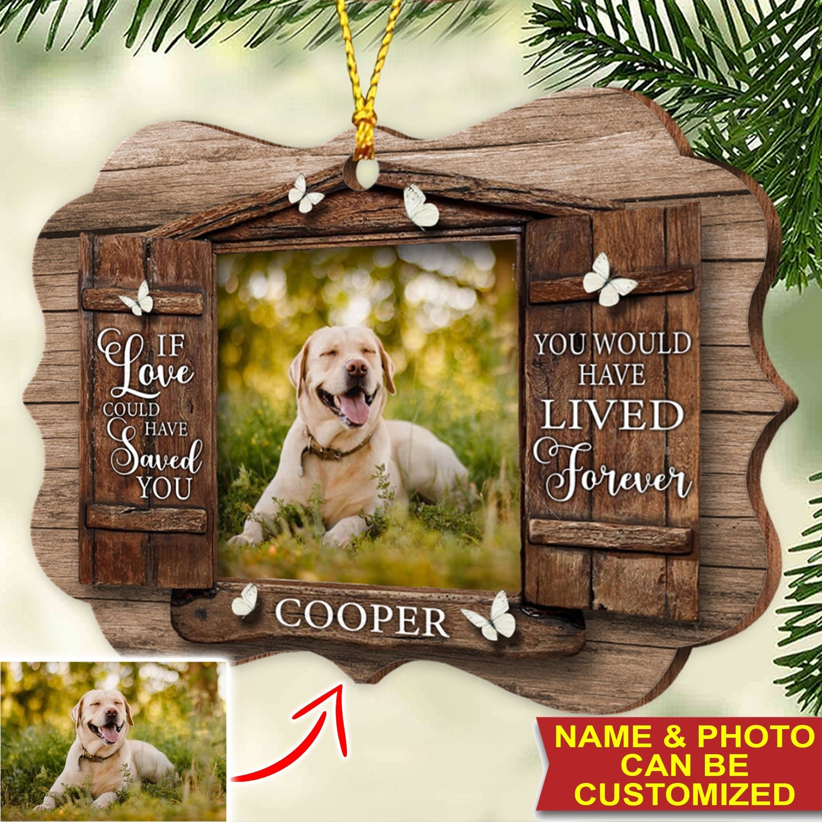 Blisscorners Forever Loved, Never Forgotten - Personalized Custom Shaped Wooden Memorial Ornament - Gift For Pet Lover, Memorial Gift2D Flat LM2111