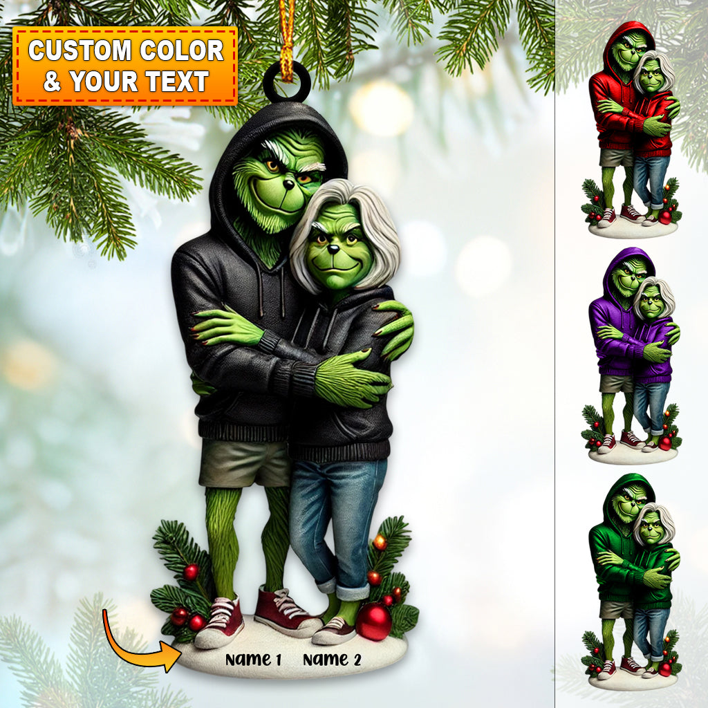 Blisscorners Custom Name Grinch Couple Ornament, Lover Christmas Gift2D Flat LM2111