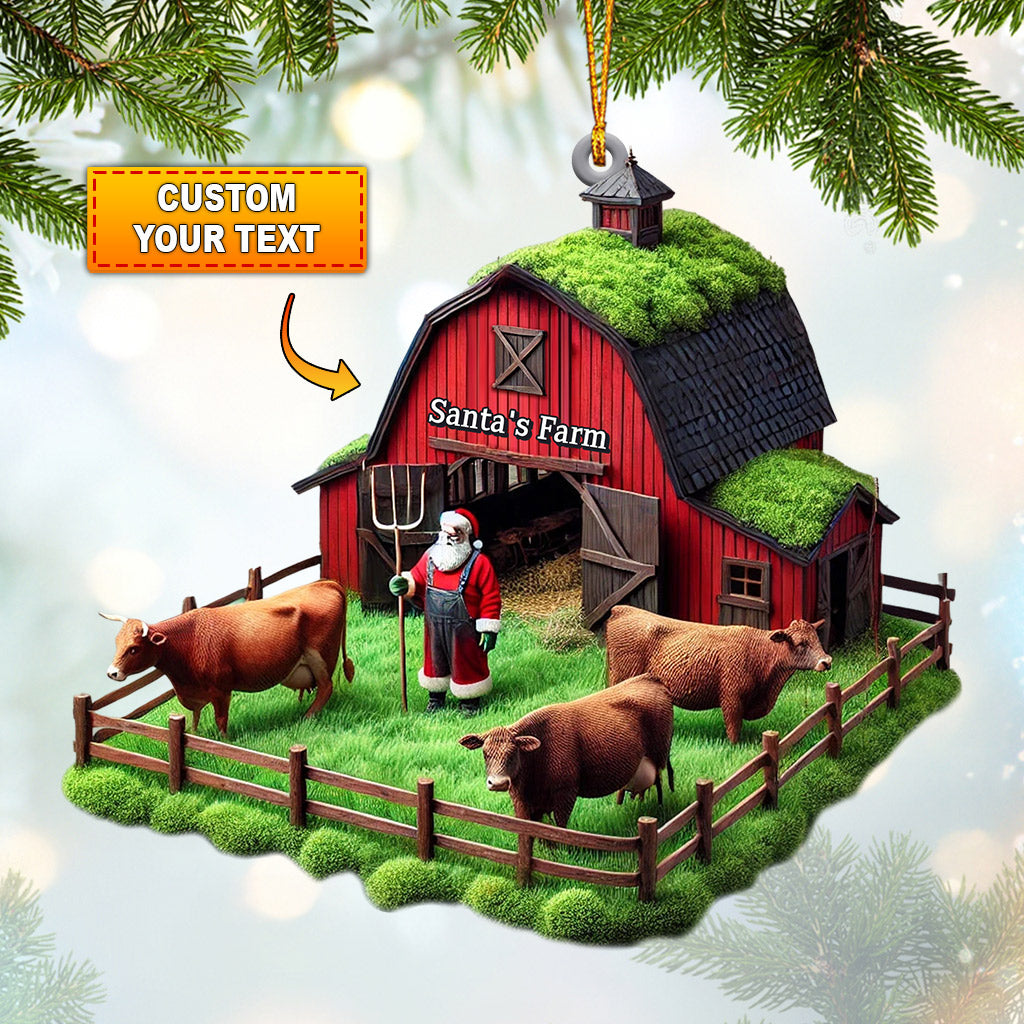 Blisscorners Santa's Farm Christmas Ornament, Personalized Ornament2D Flat LM2211