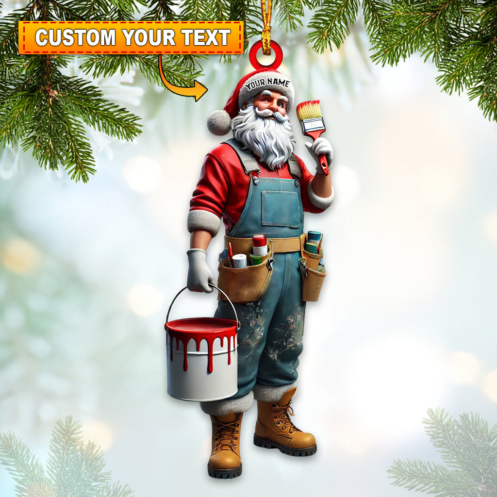 Blisscorners Santa The Painter Home Decor Christmas Ornament, Personalized Ornament2D Flat LM2211
