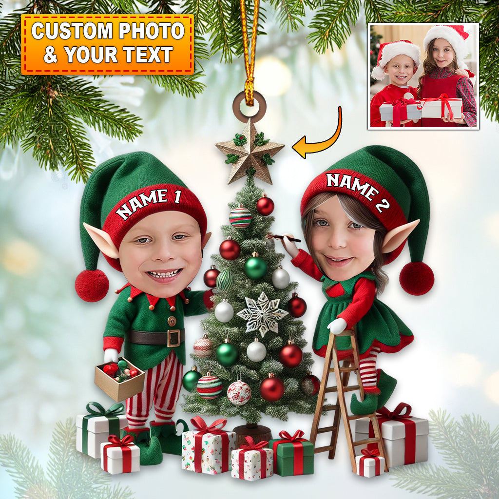 Blisscorners Custom Name and Photo Couple Ornament, Couple Christmas Tree Gift2D Flat LM2111
