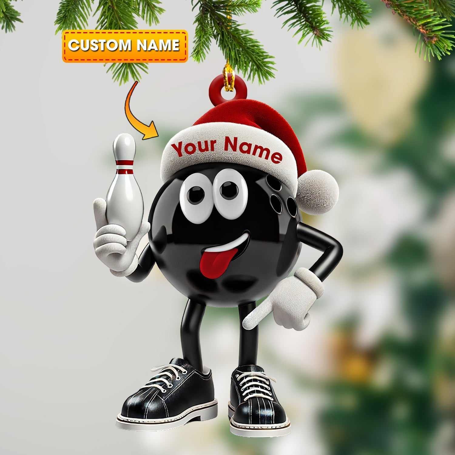 Blisscorners Bowling Ball Christmas Ornament, Personalized Ornament2D Flat LM2211