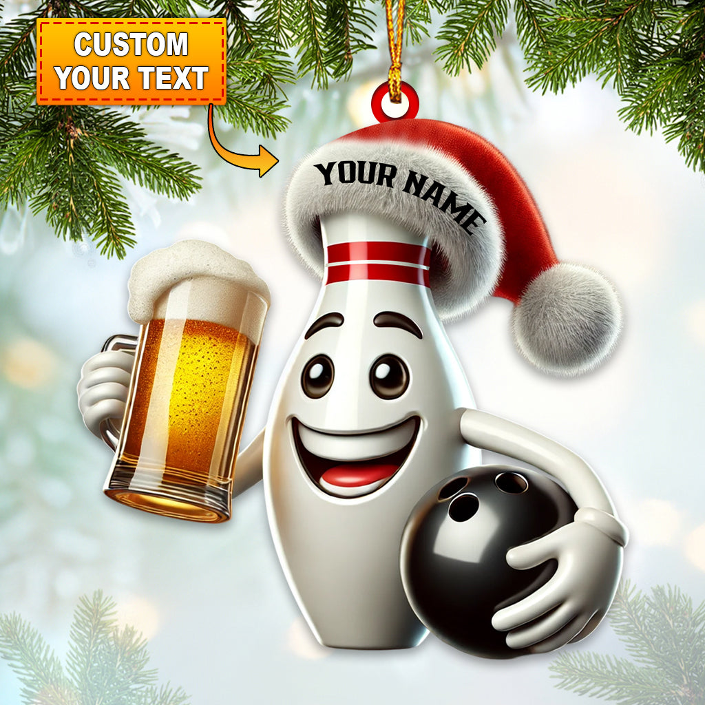 Blisscorners Custom Name Bowling Ornament, Bowling Christmas Gift Decoration2D Flat LM2111