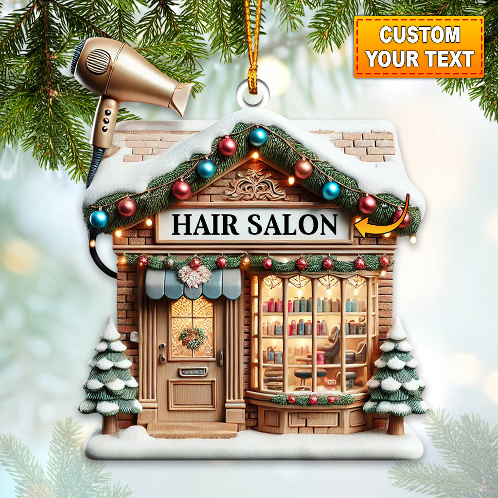 Blisscorners Custom Name Hair Salon Ornament, Hairdresser Christmas Gift2D Flat LM2111