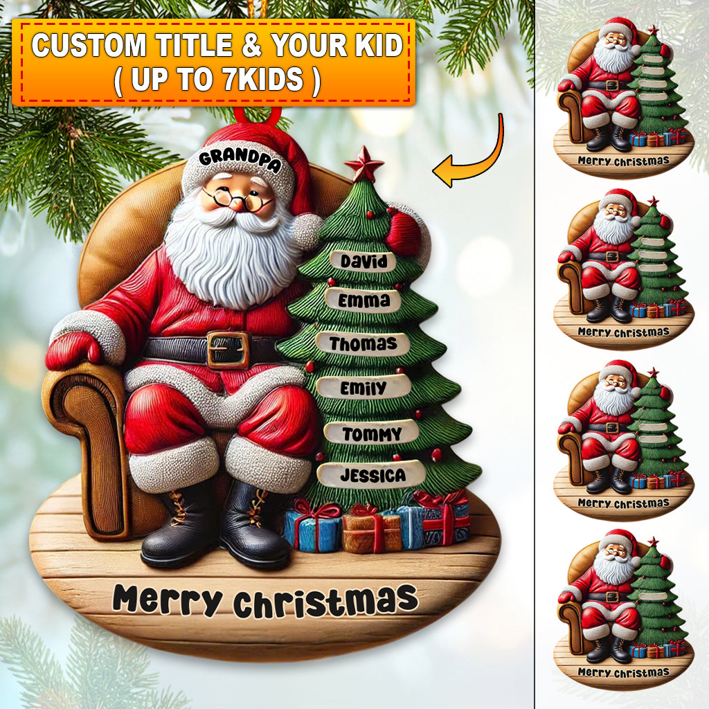 Blisscorners Custom Name Santa and Kids Christmas Ornament, Family Christmas Gift2D Flat LM2111