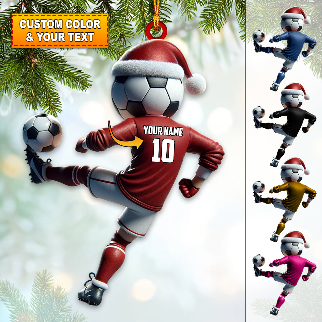 Blisscorners Custom Name Soccer Ornament, Soccer Lover Christmas Gift2D Flat LM2111