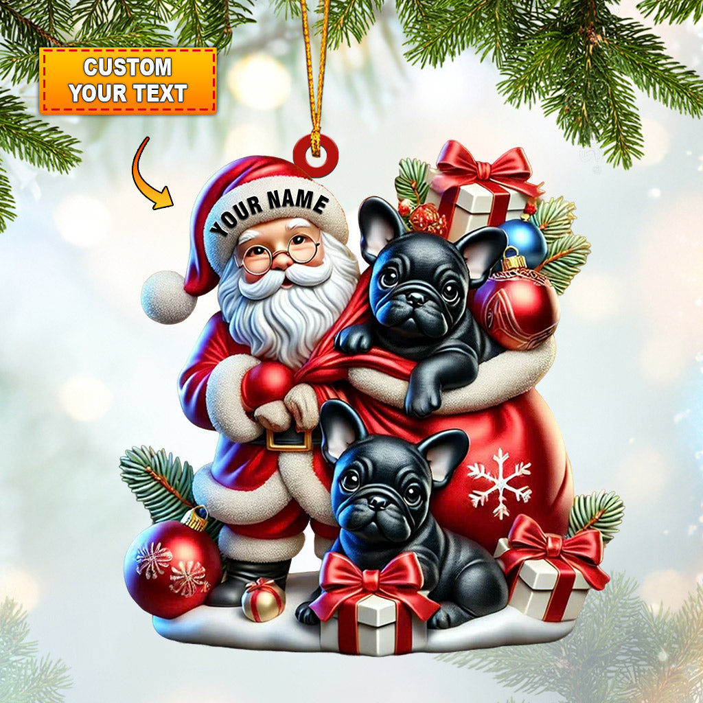 Blisscorners Santa And French Bulldog Home Decor Christmas Ornament, Personalized Ornament2D Flat LM2211