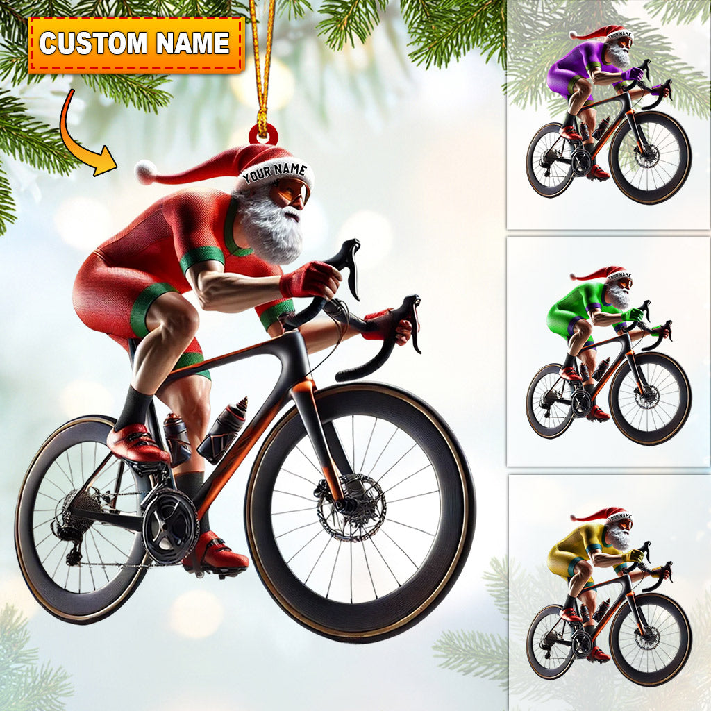 Blisscorners Santa Bicycle Racing Home Decor Christmas Ornament, Personalized Ornament2D Flat LM2211