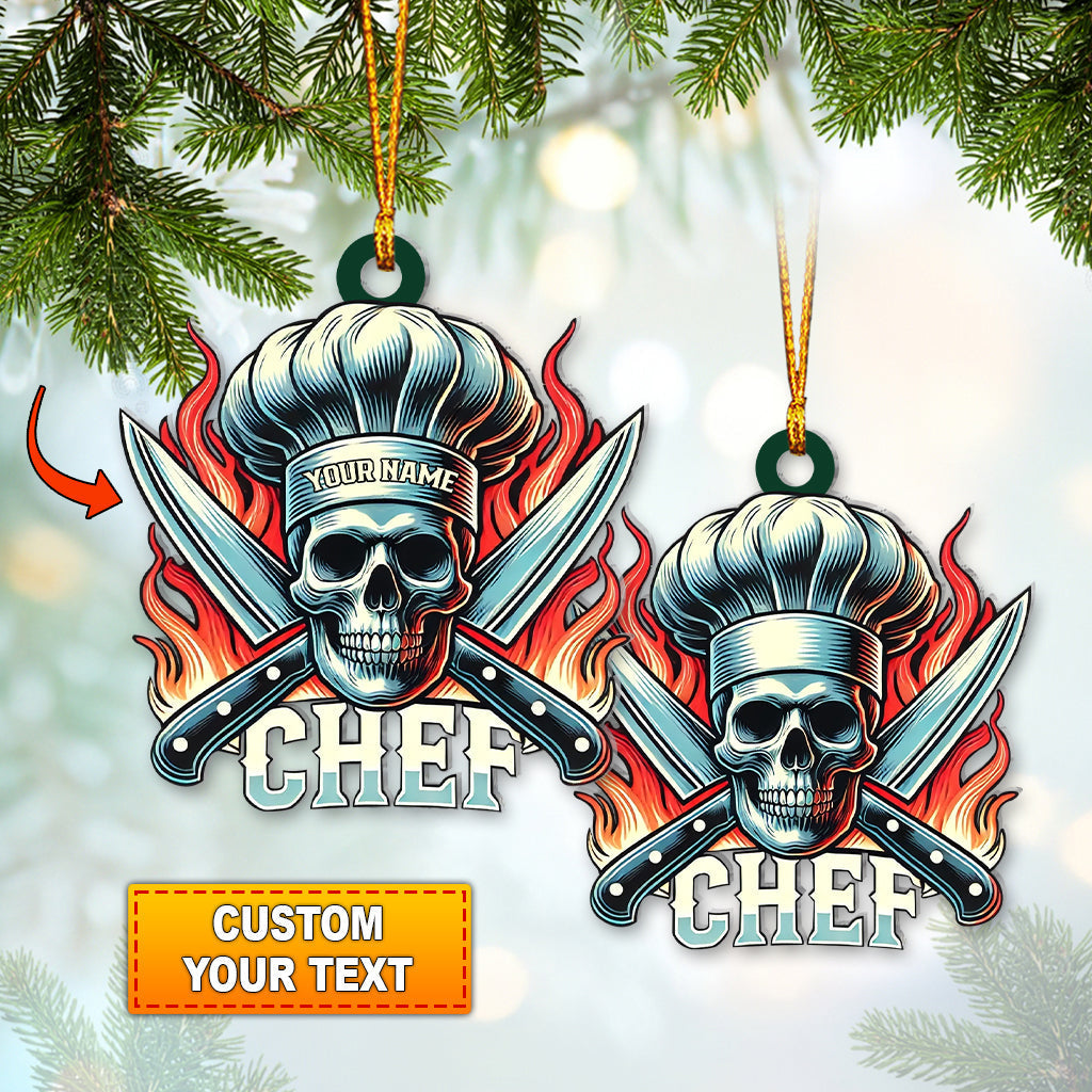Blisscorners Custom Name Ornament, Skull Chef2D Flat LM2111