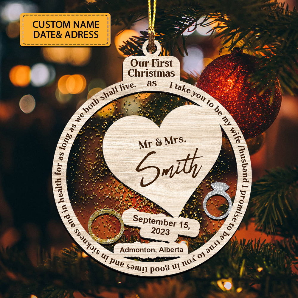 Blisscorners Our First Christmas As Mr. & Mrs. Personalized Ornament - Christmas Gift For Couple - Custom Shaker Ornament2D Flat LM2111