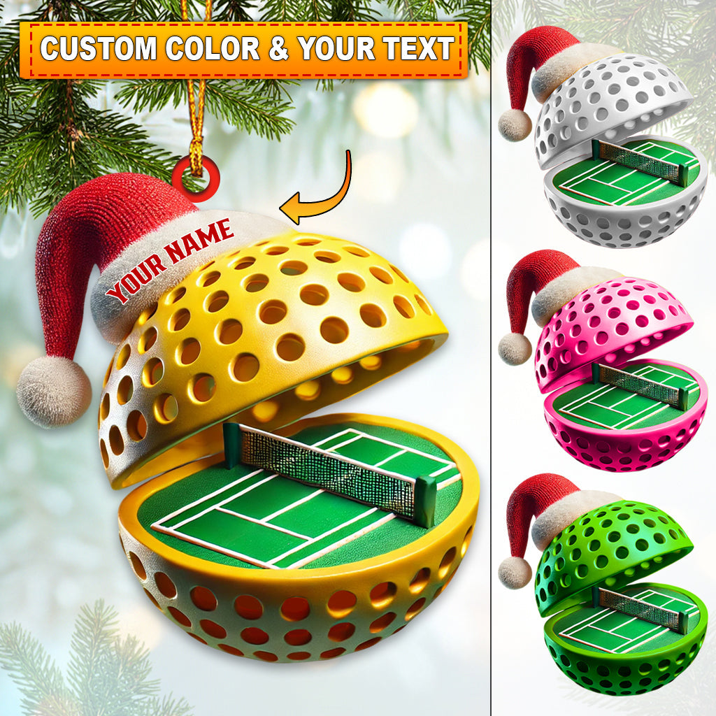 Blisscorners Custom Name Pickle Ball Ornament, Pickle Ball Love Christmas Decoration2D Flat LM2111