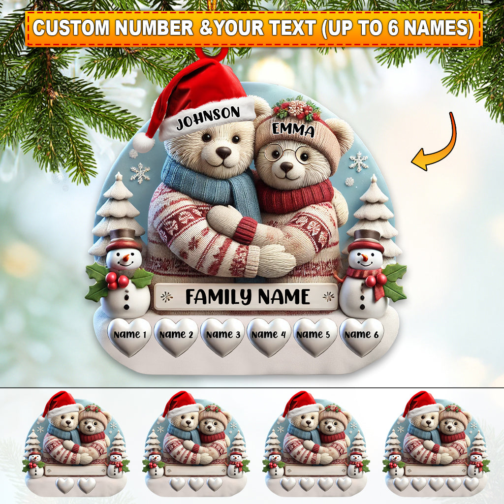 Blisscorners Custom Name Family Bear Christmas Ornament, Family Christmas Gift2D Flat LM2111