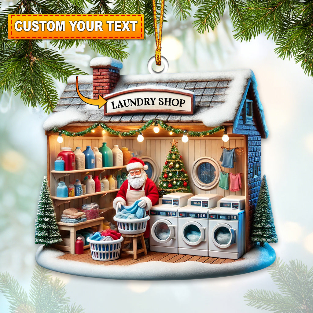 Blisscorners Christmas Laundry Shop Home Decor Christmas Ornament, Personalized Ornament2D Flat LM2211