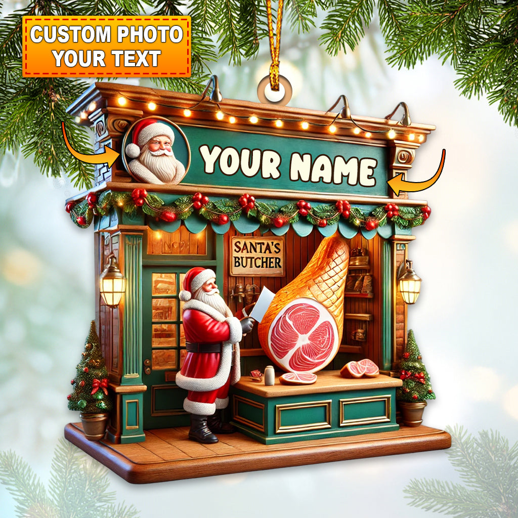 Blisscorners Custom Name Butcher Santa Ornament, Butcher Christmas Gift2D Flat LM2211