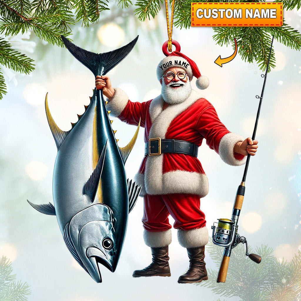 Blisscorners Santa Fishing Home Decor Christmas Ornament, Personalized Ornament2D Flat LM2211