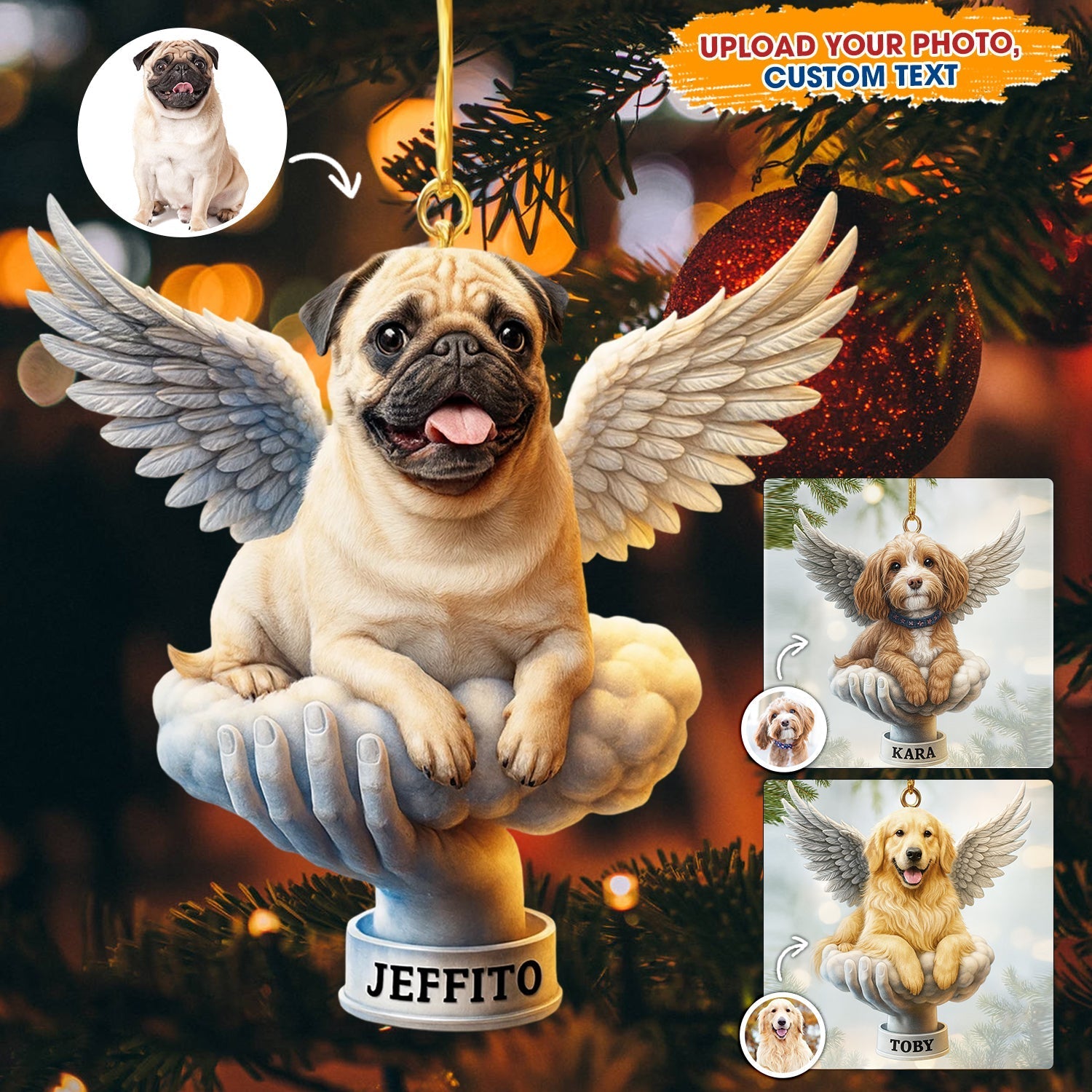 Blisscorners Christmas Jesus, Pet Wings, Home Decor, Christmas Ornament, Personalized Ornament2D Flat LM2111