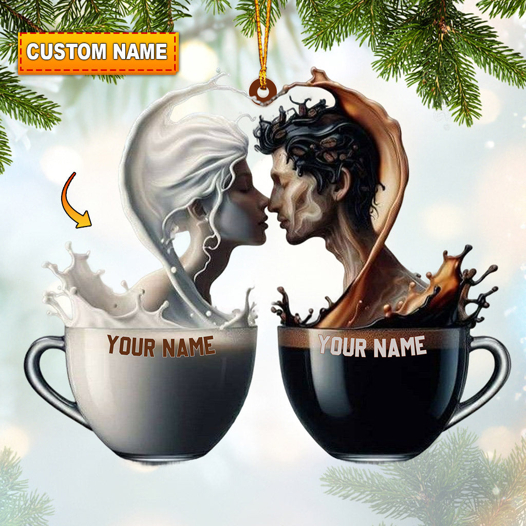 Blisscorners Couple Coffee Christmas Home Decor Christmas Ornament, Personalized Ornament2D Flat LM2211