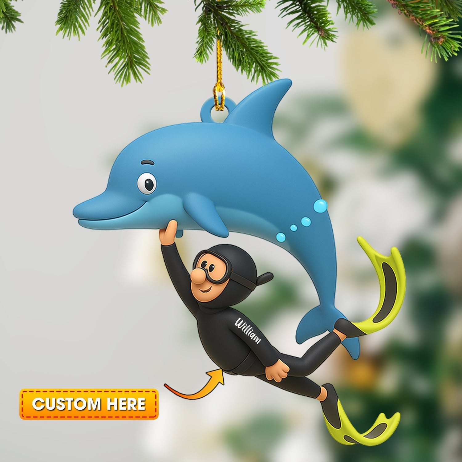 Blisscorners Dolphin Trainer Home Decor, Christmas Ornament, Personalized Ornaments2D Flat LM2111