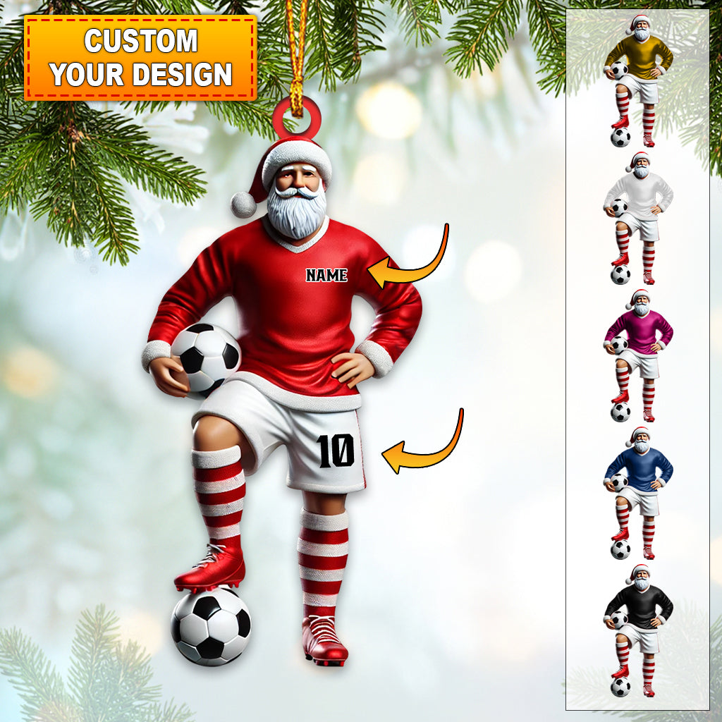 Blisscorners Custom Name Soccer Santa Ornament, Soccer Christmas Gifts2D Flat LM2211