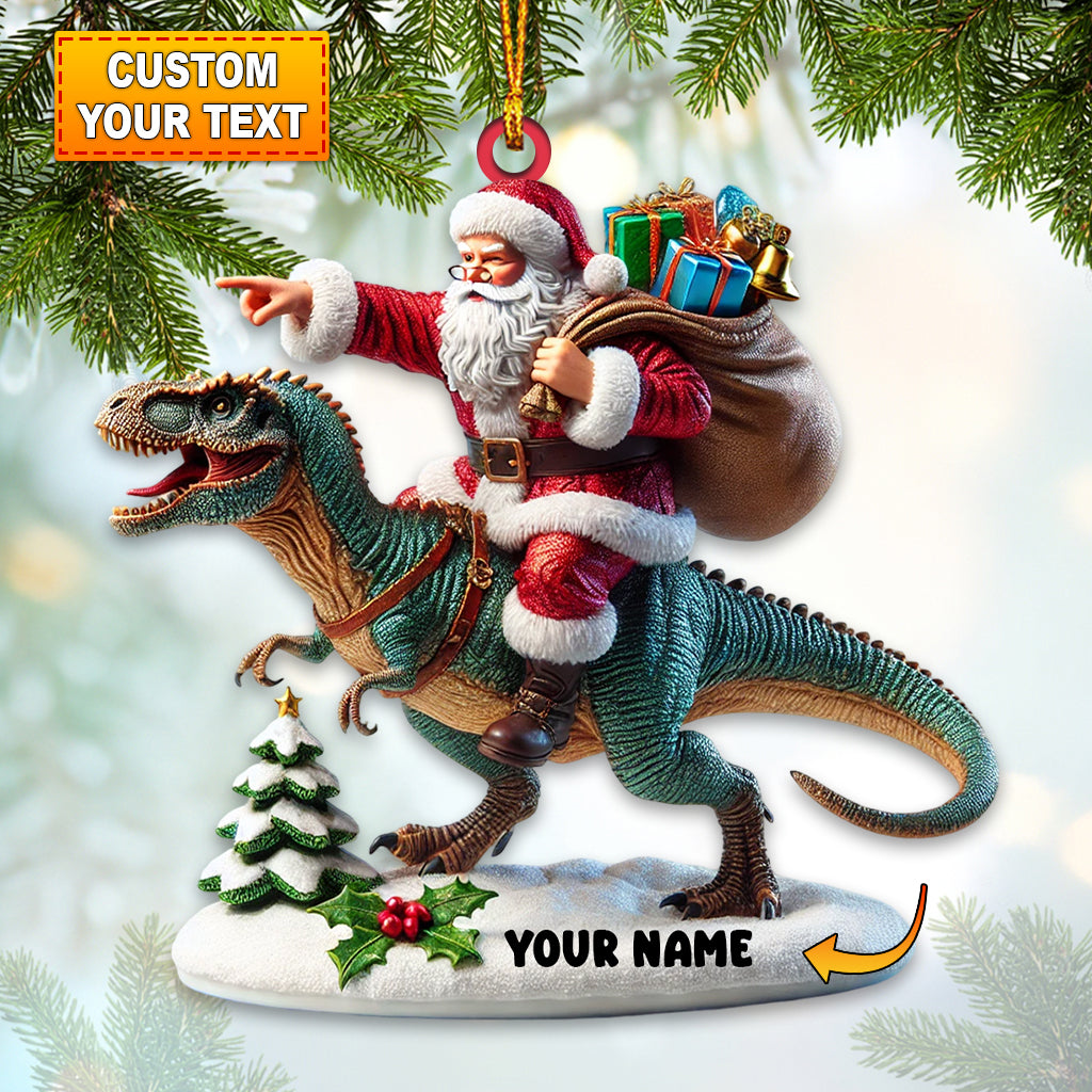 Blisscorners Santa Riding A Dinosaur Christmas Ornament, Personalized Ornament2D Flat LM2211