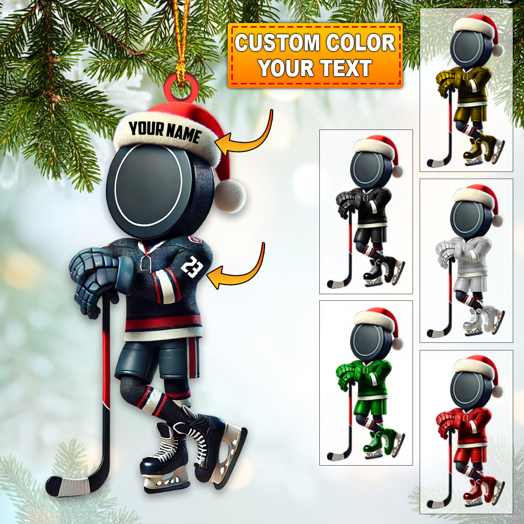 Blisscorners Custom Name Ice Hockey Ornament, Ice Hockey Christmas Giftss2D Flat LM2211