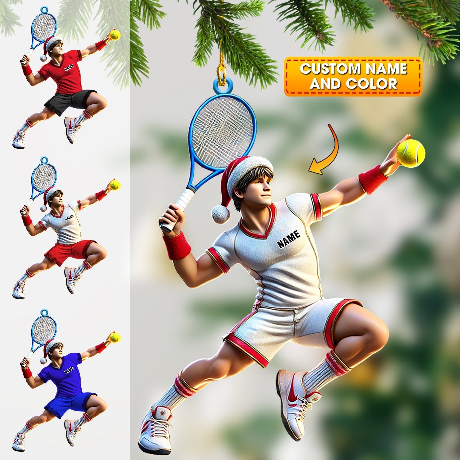 Blisscorners Tennis Player Christmas Ornament, Personalized Ornament2D Flat LM2211