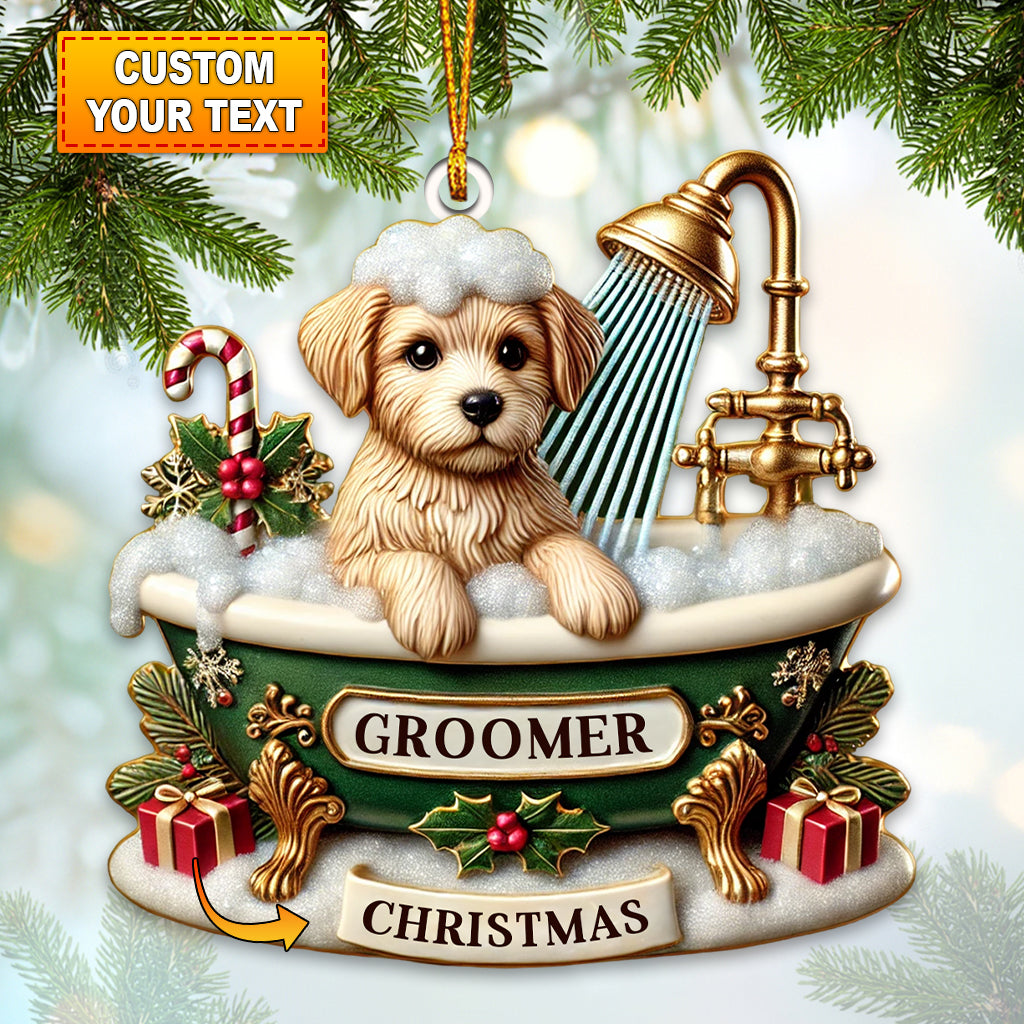 Blisscorners Custom Name Groomer Ornament, Christmas Decoration for Pet Shop2D Flat LM2111