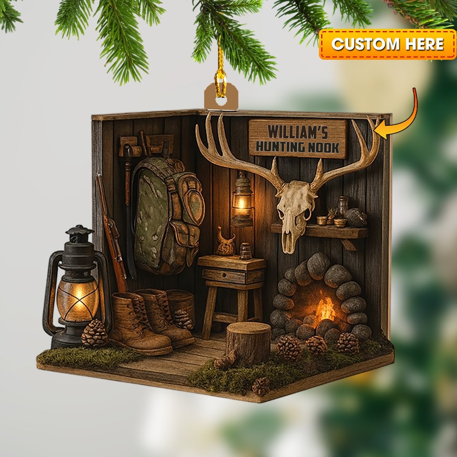 Blisscorners Hunter Corner, Home Decor, Christmas Ornament, Personalized Ornament2D Flat LM2111