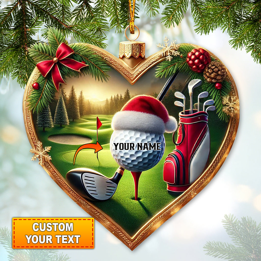 Blisscorners Custom Ornament, The Heart Of Golf Ball Ornament, Christmas Decor2D Flat LM2211