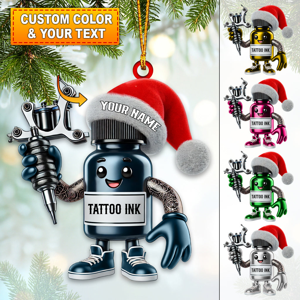 Blisscorners Custom Name Tattoo Shop Ornament, Christmas Decoration for Tattoo Studio2D Flat LM2111