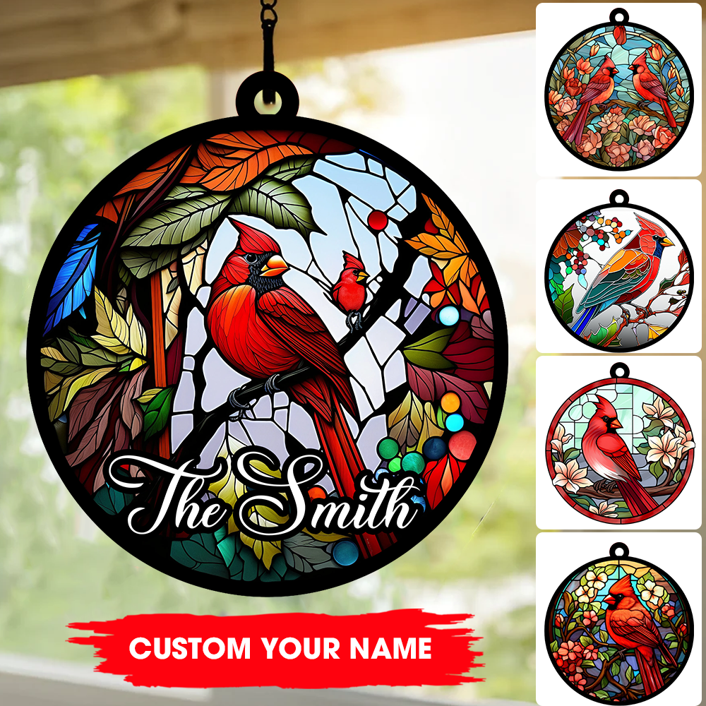 Blisscorners Cardinal Remembrance Gifts - Custom Background And Name - Personalized Acrylic Ornament - Window Ornament2D Flat LM2111